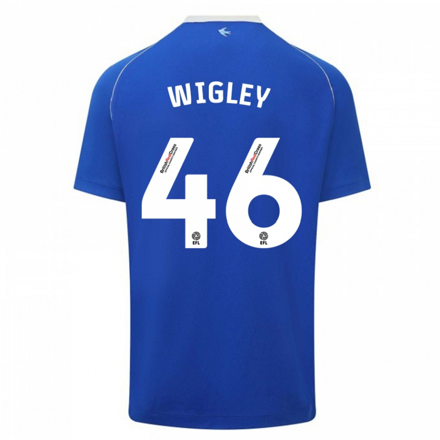 Men Football Morgan Wigley #46 Blue Home Jersey 2023/24 T-Shirt