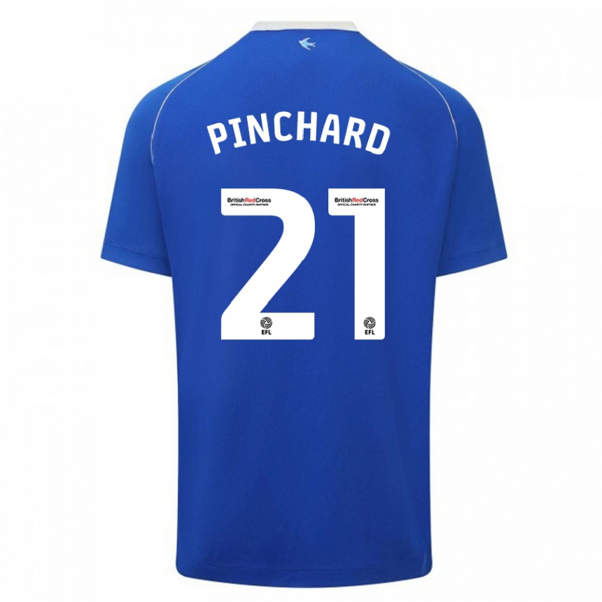 Men Football Cerys Pinchard #21 Blue Home Jersey 2023/24 T-Shirt