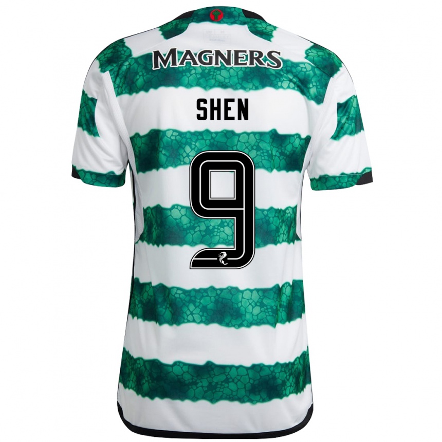 Men Football Shen Mengyu #9 Green Home Jersey 2023/24 T-Shirt