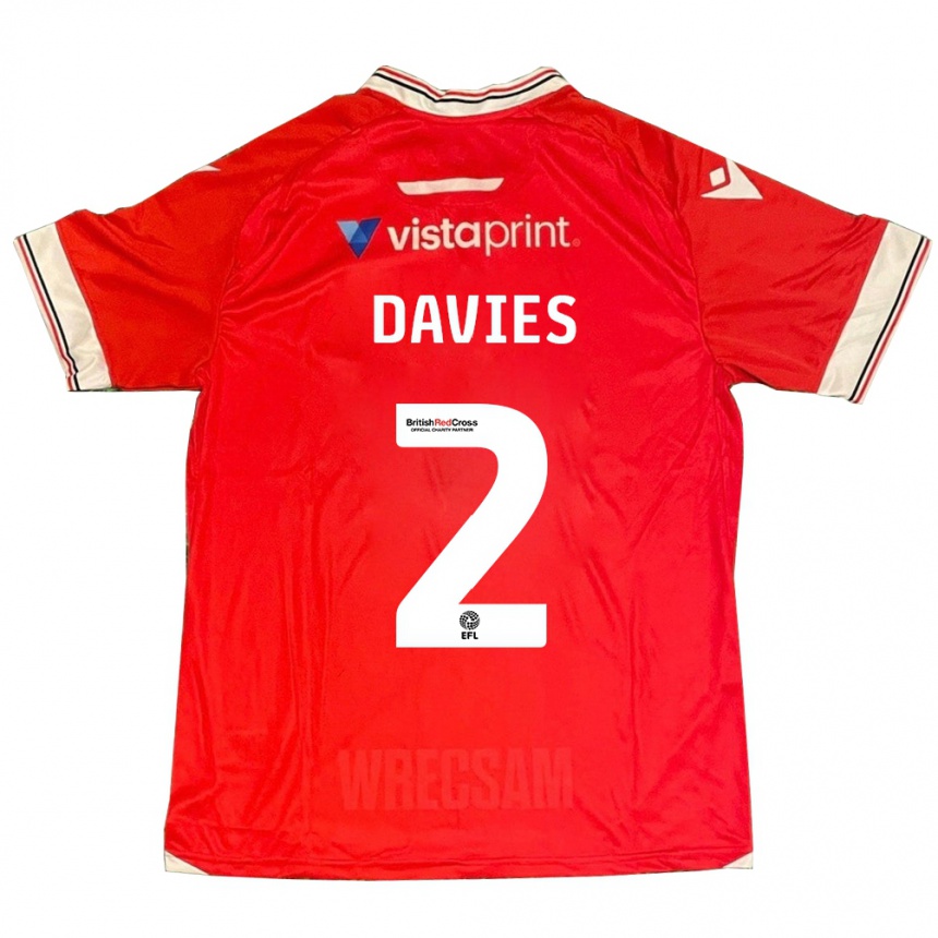 Men Football Phoebe Davies #2 Red Home Jersey 2023/24 T-Shirt