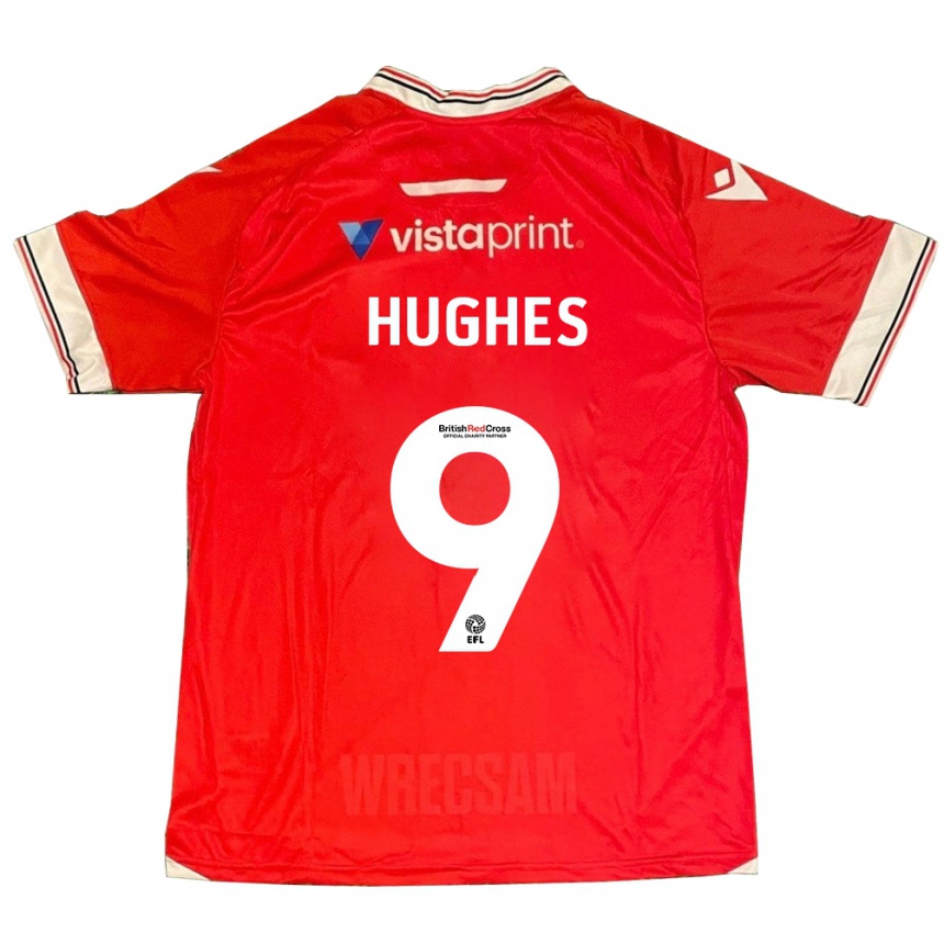 Men Football Rosie Hughes #9 Red Home Jersey 2023/24 T-Shirt