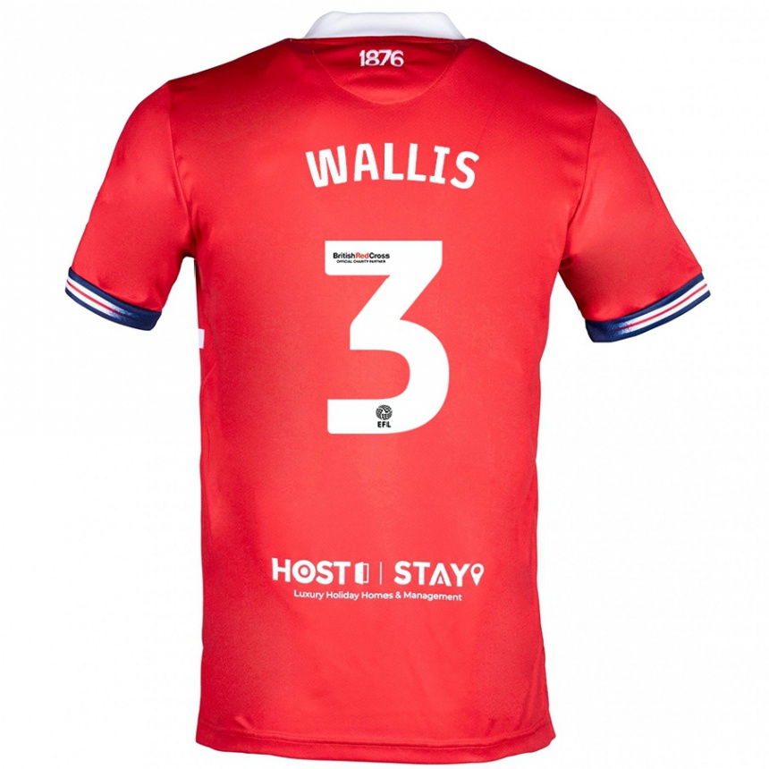 Men Football Emma Wallis #3 Red Home Jersey 2023/24 T-Shirt