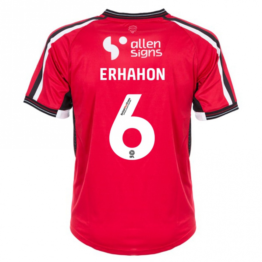 Men Football Ethan Erhahon #6 Red Home Jersey 2023/24 T-Shirt