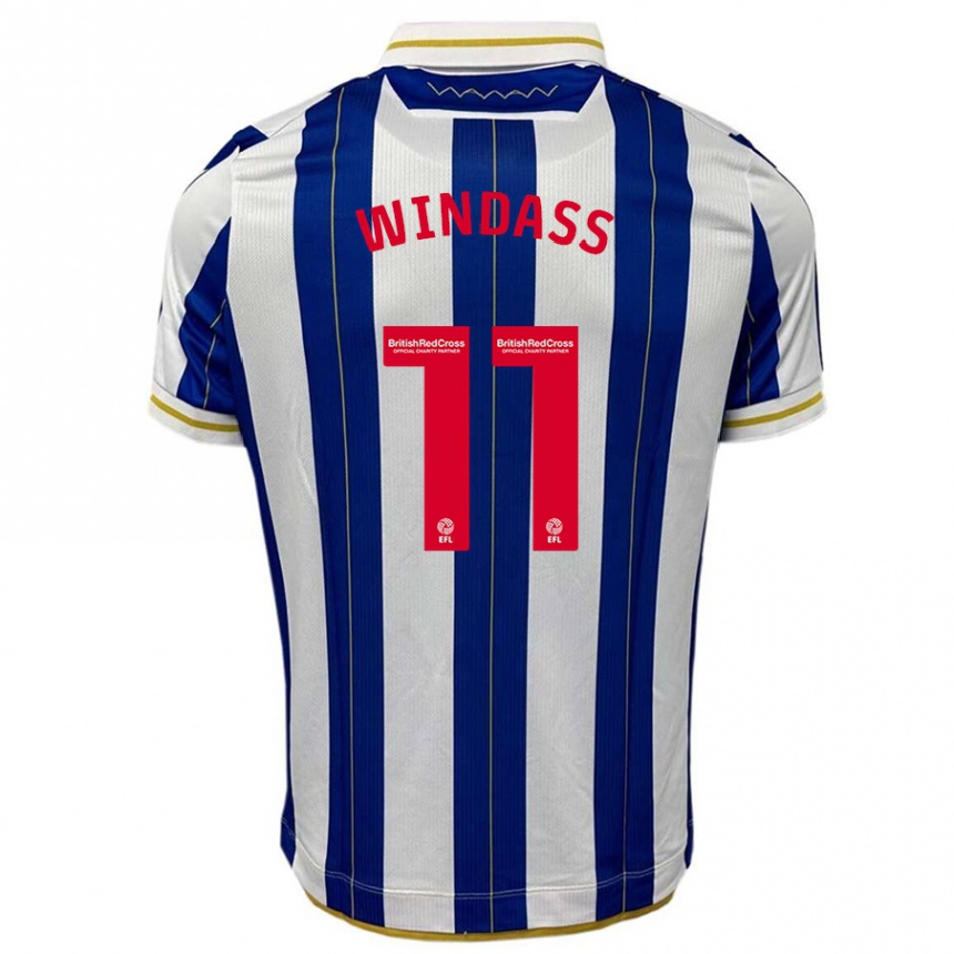 Men Football Josh Windass #11 Blue White Home Jersey 2023/24 T-Shirt