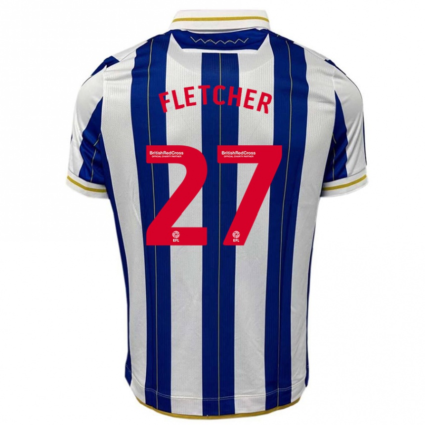 Men Football Ashley Fletcher #27 Blue White Home Jersey 2023/24 T-Shirt