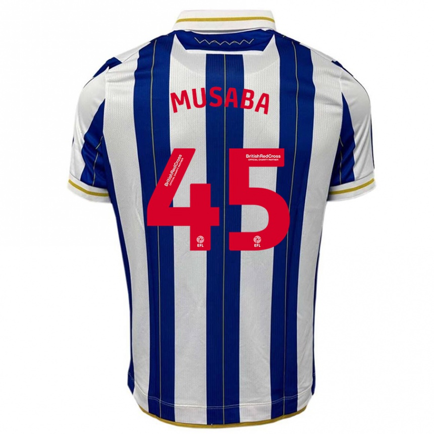 Men Football Anthony Musaba #45 Blue White Home Jersey 2023/24 T-Shirt