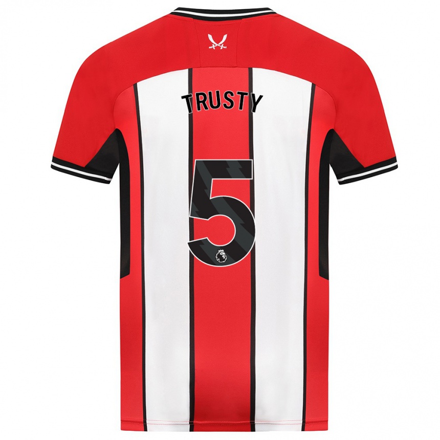 Men Football Auston Trusty #5 Red Home Jersey 2023/24 T-Shirt