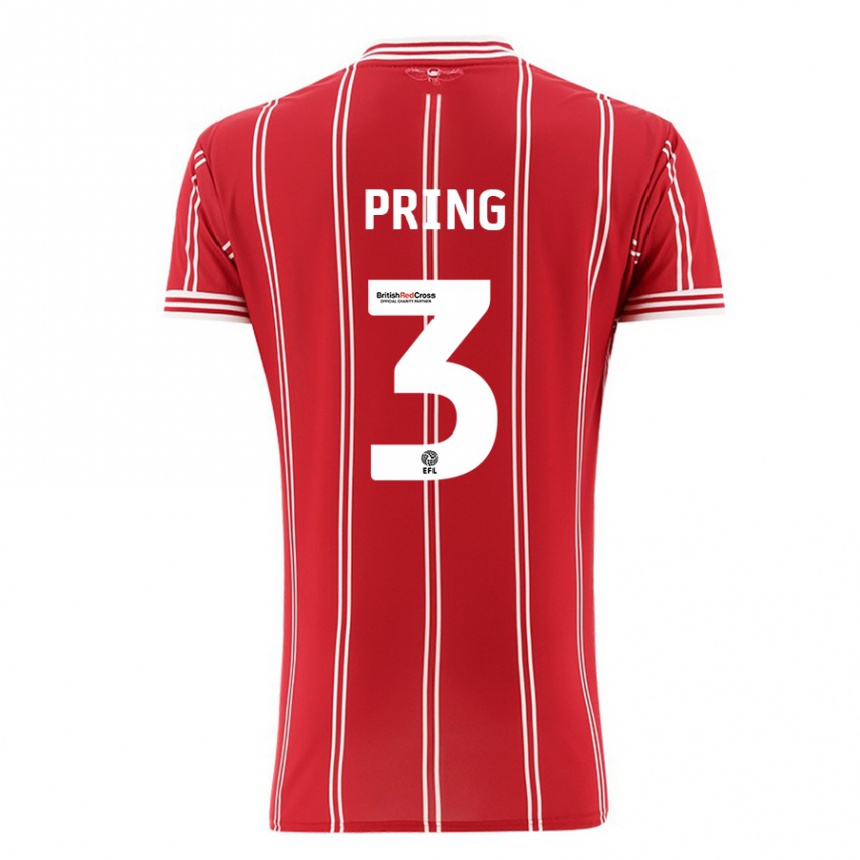 Men Football Cameron Pring #3 Red Home Jersey 2023/24 T-Shirt