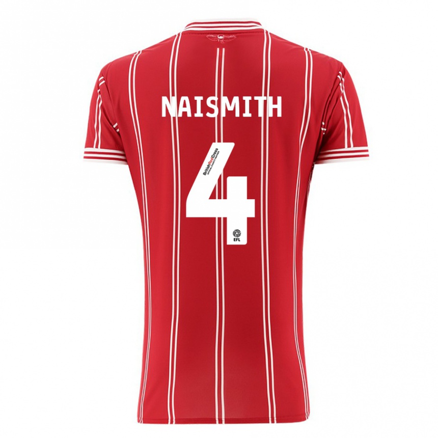 Men Football Kal Naismith #4 Red Home Jersey 2023/24 T-Shirt