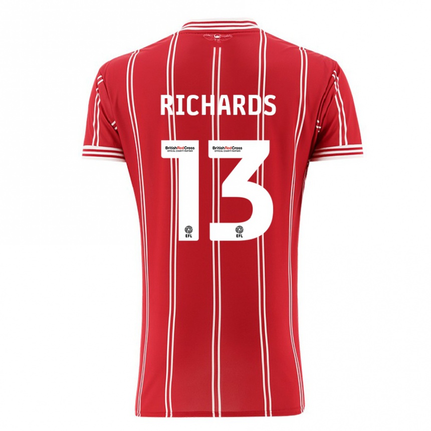 Men Football Harvey Wiles-Richards #13 Red Home Jersey 2023/24 T-Shirt