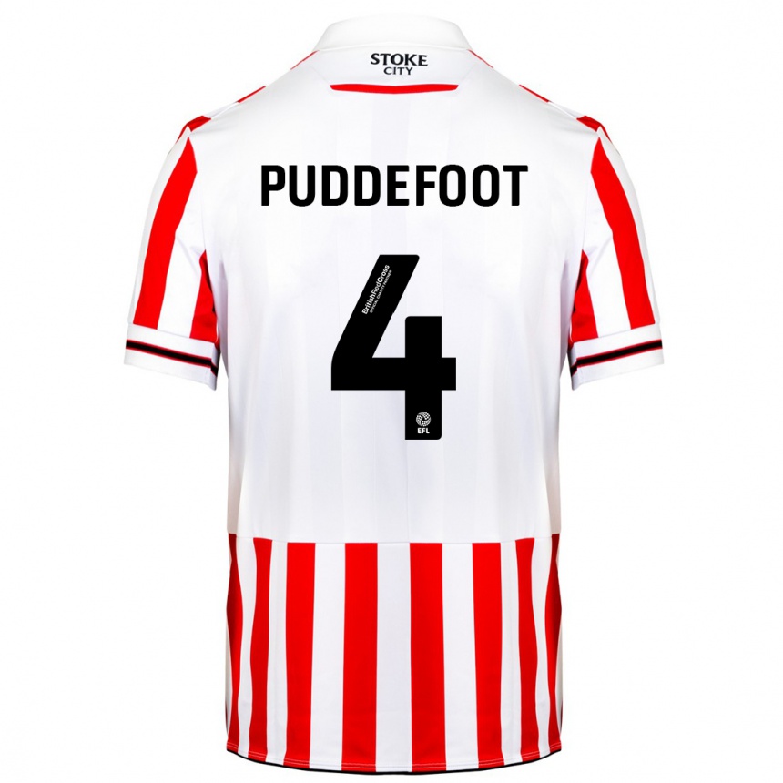 Men Football Danielle Puddefoot #4 Red White Home Jersey 2023/24 T-Shirt