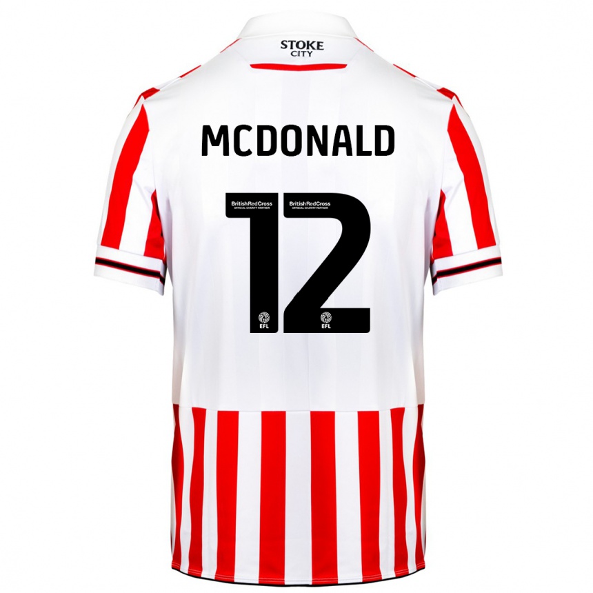 Men Football Kayleigh Mcdonald #12 Red White Home Jersey 2023/24 T-Shirt