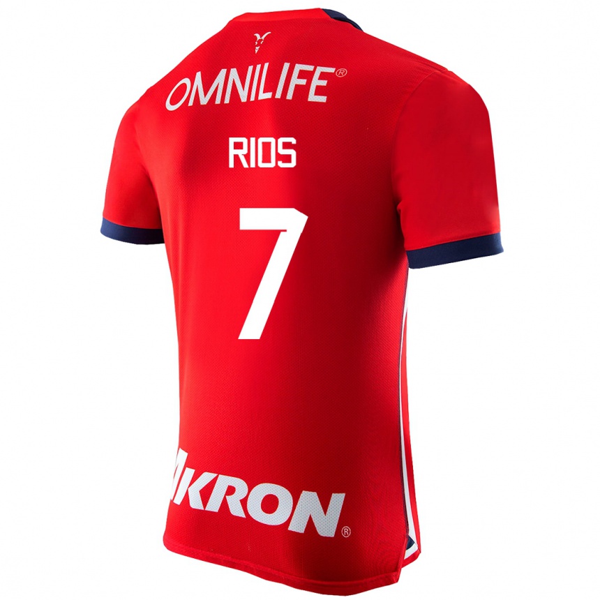 Men Football Daniel Ríos #7 Red Home Jersey 2023/24 T-Shirt
