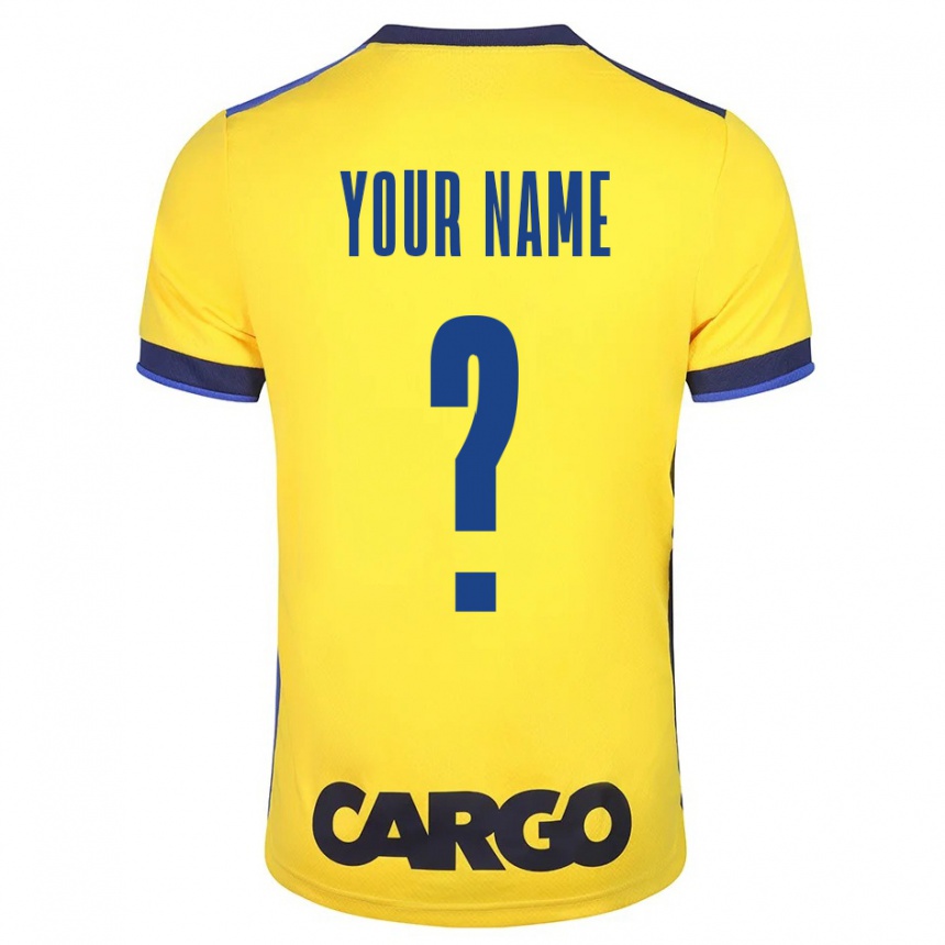 Men Football Your Name #0 Yellow Home Jersey 2023/24 T-Shirt