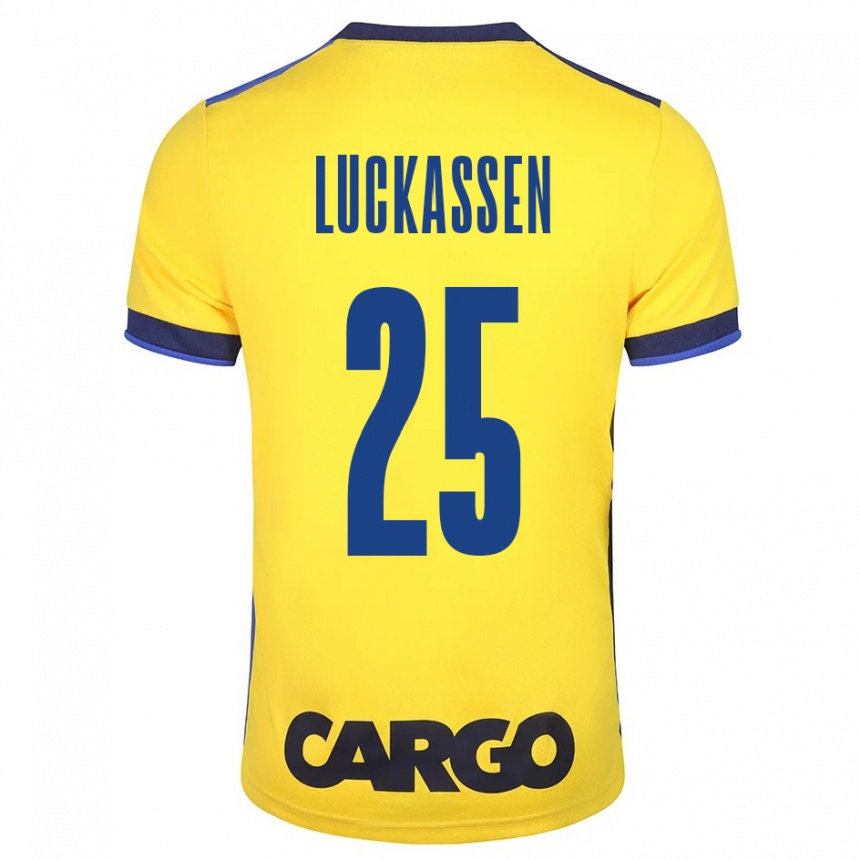 Men Football Derrick Luckassen #25 Yellow Home Jersey 2023/24 T-Shirt