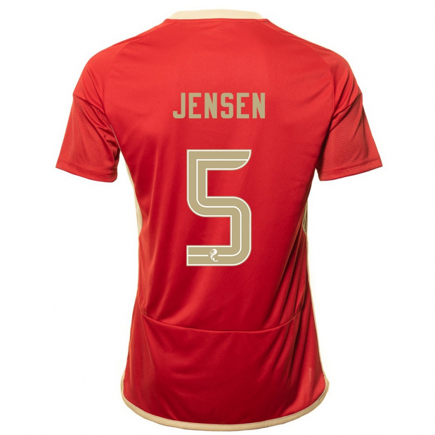 Men Football Richard Jensen #5 Red Home Jersey 2023/24 T-Shirt