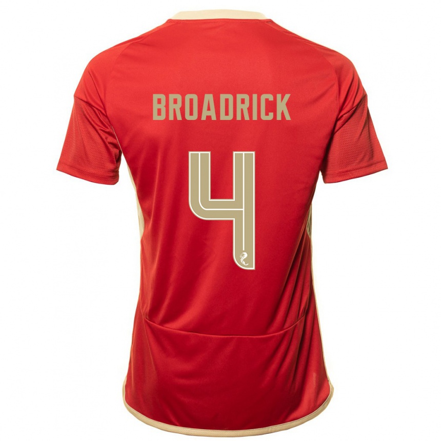 Men Football Jessica Broadrick #4 Red Home Jersey 2023/24 T-Shirt