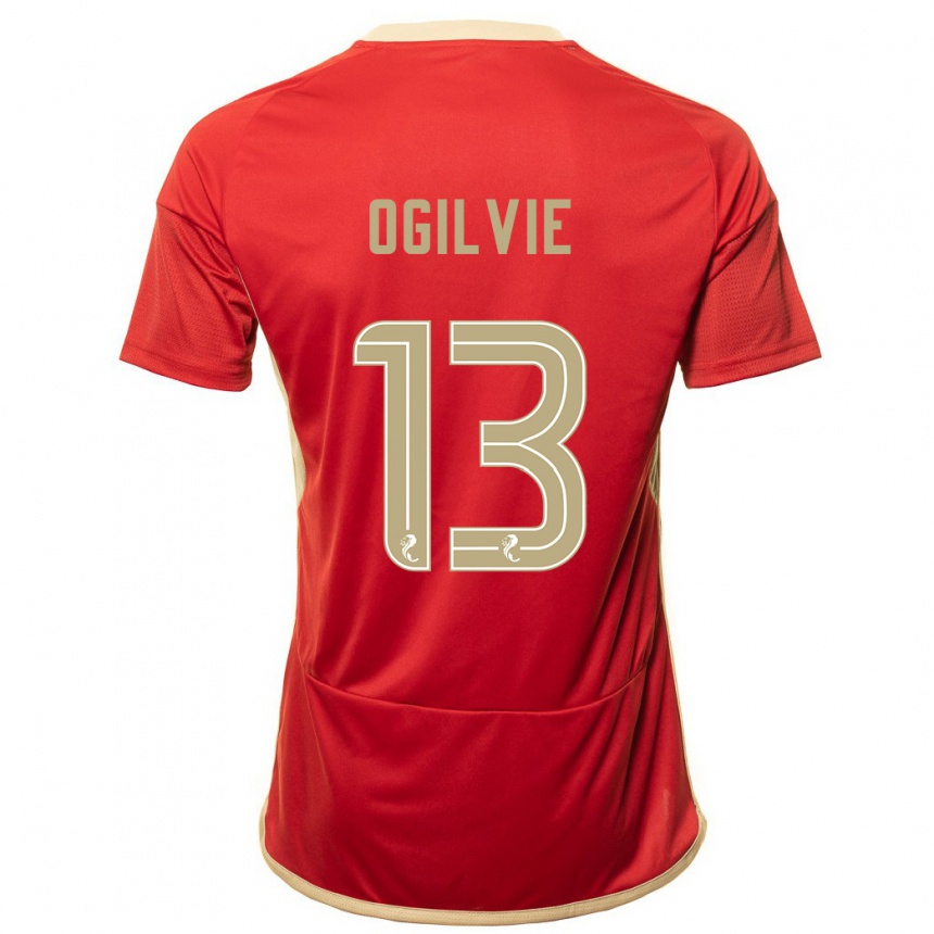 Men Football Francesca Ogilvie #13 Red Home Jersey 2023/24 T-Shirt