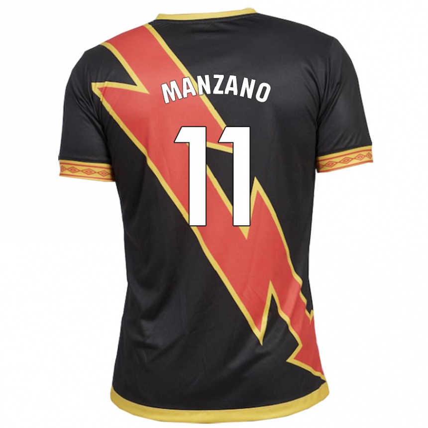 Men Football Sergio Manzano #11 Black Away Jersey 2023/24 T-Shirt