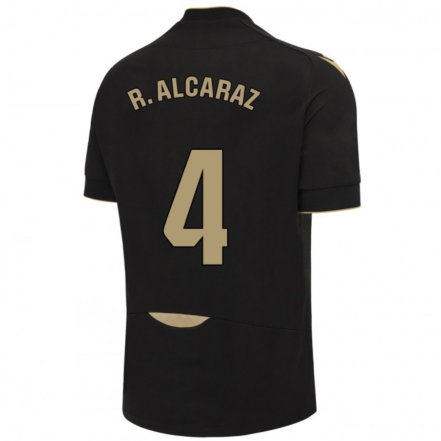 Men Football Rubén Alcaraz #4 Black Away Jersey 2023/24 T-Shirt