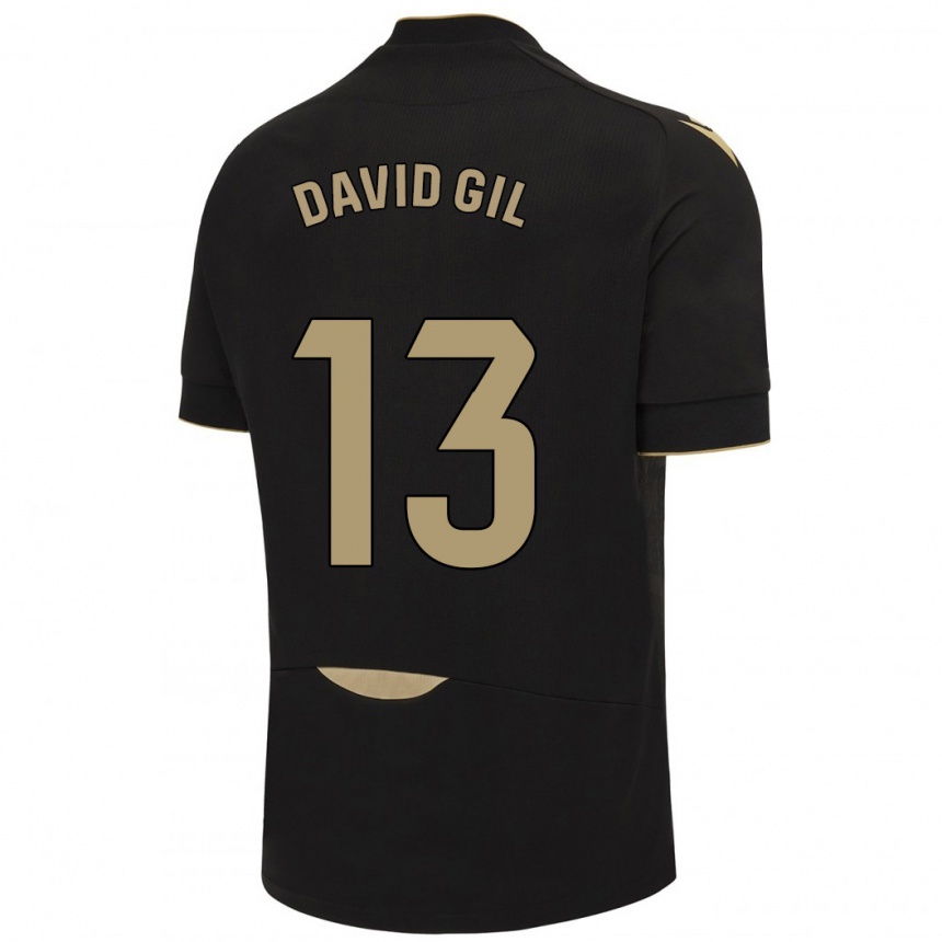 Men Football David Gil #13 Black Away Jersey 2023/24 T-Shirt