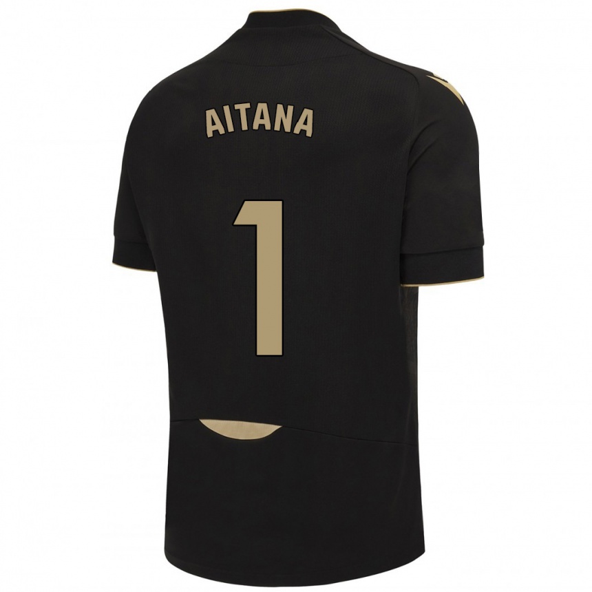 Men Football Aitana #1 Black Away Jersey 2023/24 T-Shirt