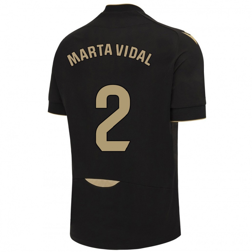 Men Football Marta Vidal Vela #2 Black Away Jersey 2023/24 T-Shirt