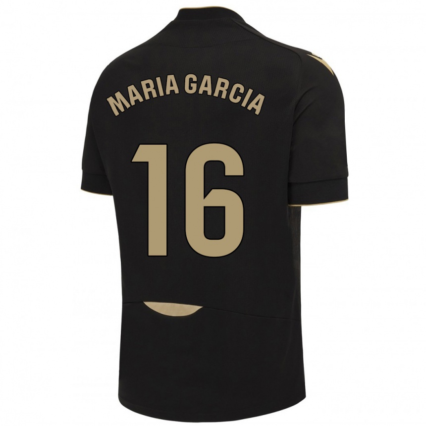 Men Football Maria García Fernández #16 Black Away Jersey 2023/24 T-Shirt