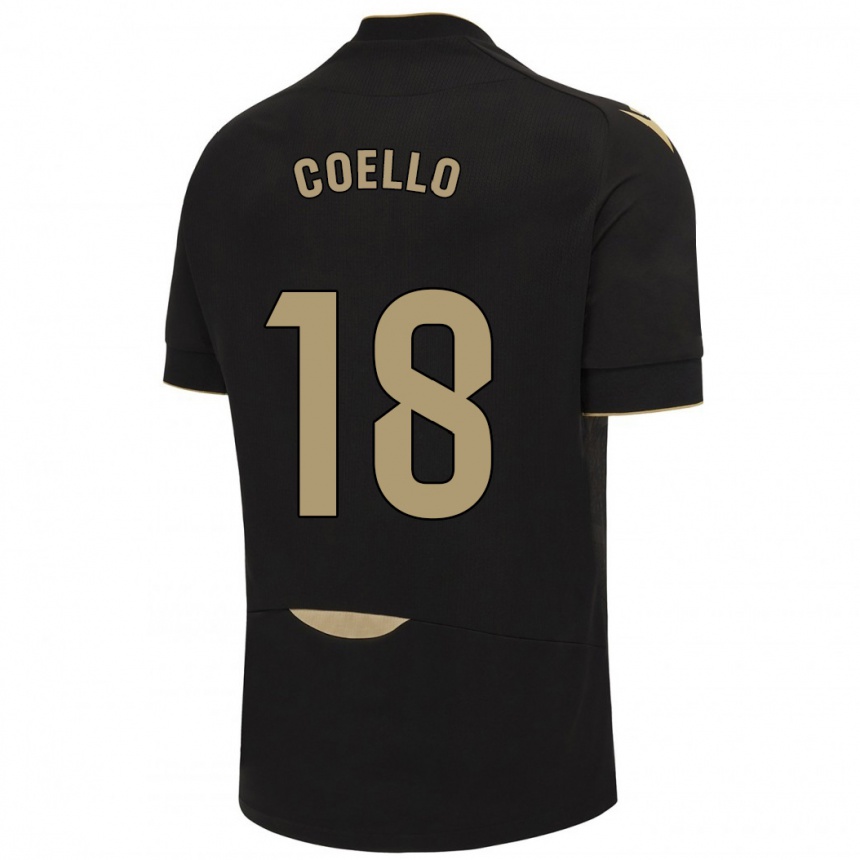 Men Football María Del Carmen Coello Vidal #18 Black Away Jersey 2023/24 T-Shirt