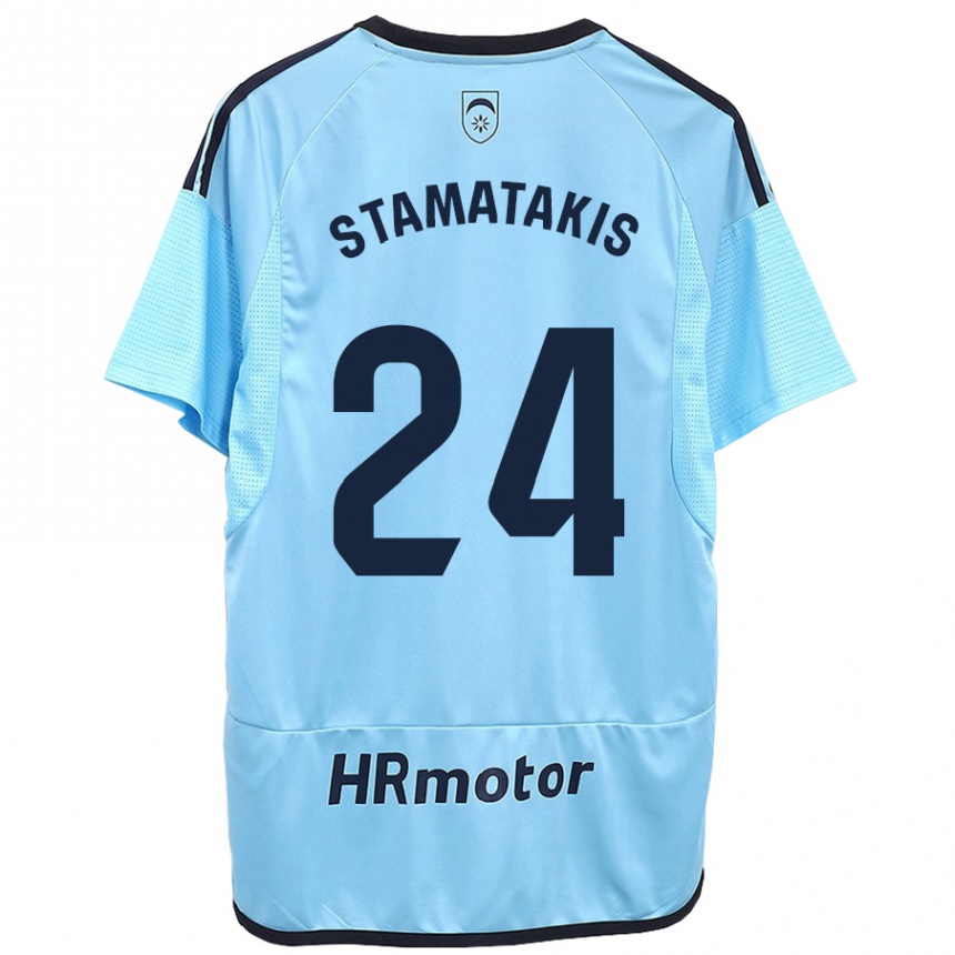 Men Football Dimitrios Stamatakis #24 Blue Away Jersey 2023/24 T-Shirt