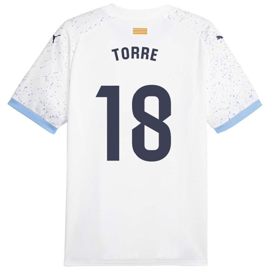 Men Football Pablo Torre #18 White Away Jersey 2023/24 T-Shirt