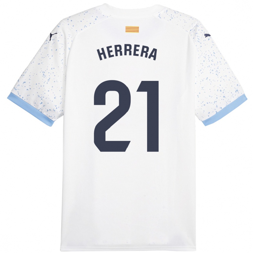 Men Football Yangel Herrera #21 White Away Jersey 2023/24 T-Shirt