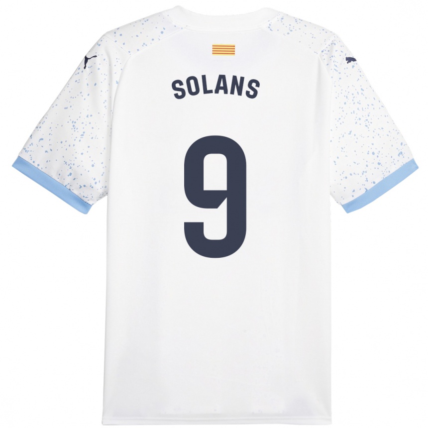 Men Football Sergi Solans #9 White Away Jersey 2023/24 T-Shirt