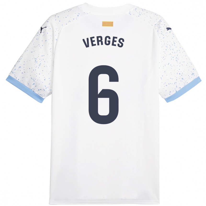 Men Football Mar Vergés #6 White Away Jersey 2023/24 T-Shirt