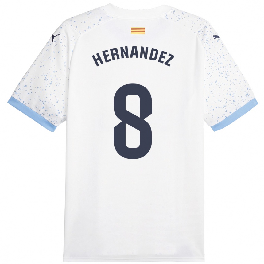 Men Football Sofia Hernández #8 White Away Jersey 2023/24 T-Shirt
