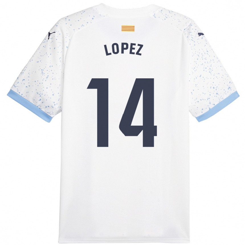 Men Football Judith López #14 White Away Jersey 2023/24 T-Shirt