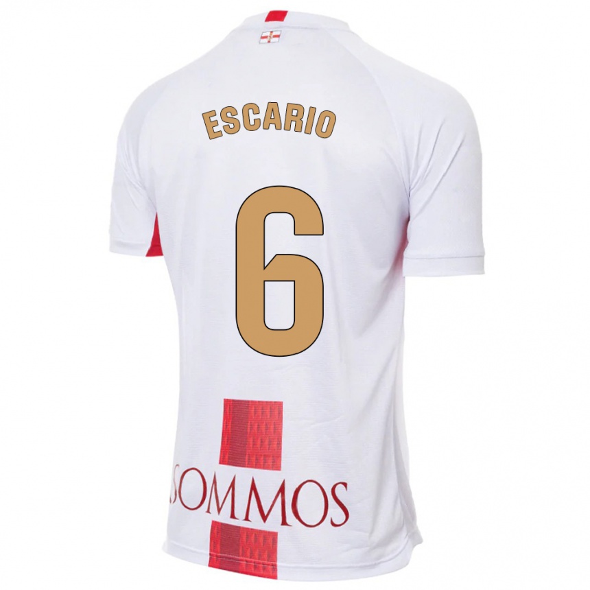 Men Football Jaime Escario #6 White Away Jersey 2023/24 T-Shirt