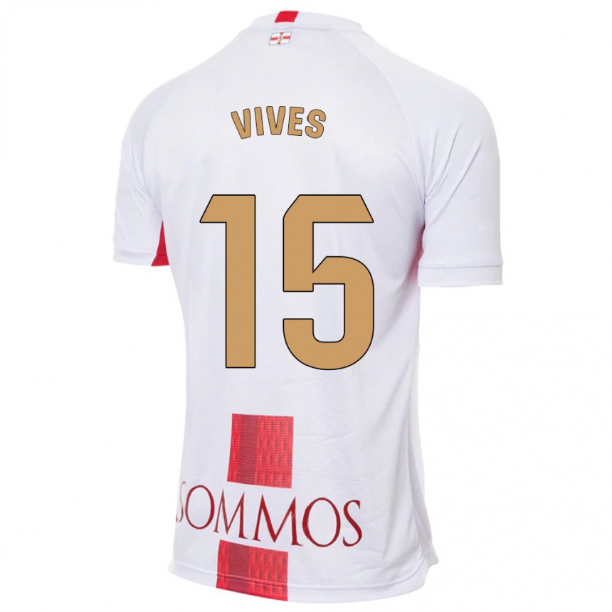 Men Football Helena Vives #15 White Away Jersey 2023/24 T-Shirt