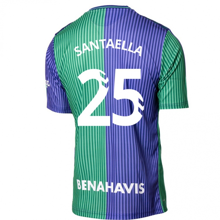 Men Football Miguel Ángel Santaella #25 Green Blue Away Jersey 2023/24 T-Shirt