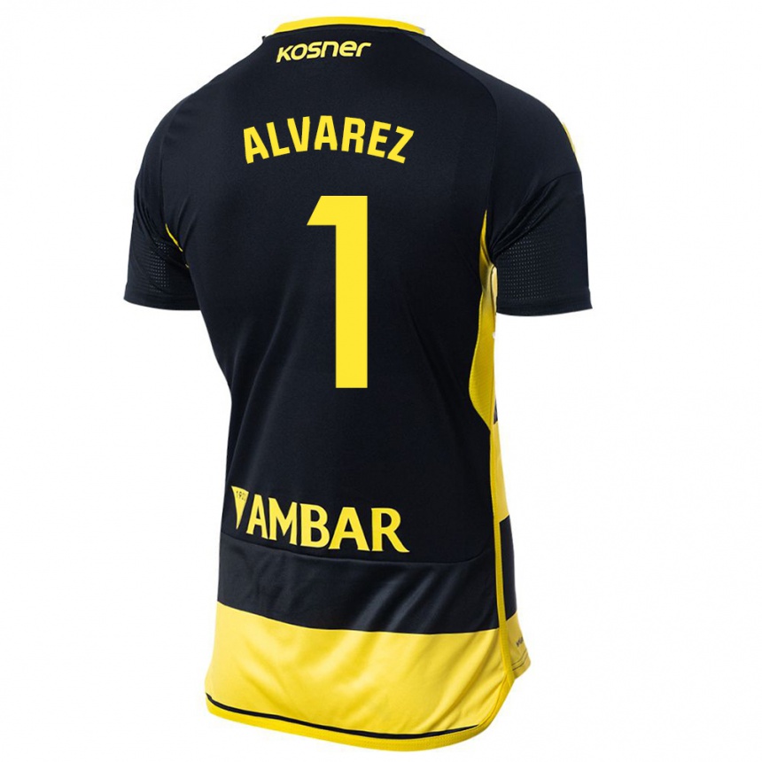 Men Football Cristian Álvarez #1 Black Yellow Away Jersey 2023/24 T-Shirt