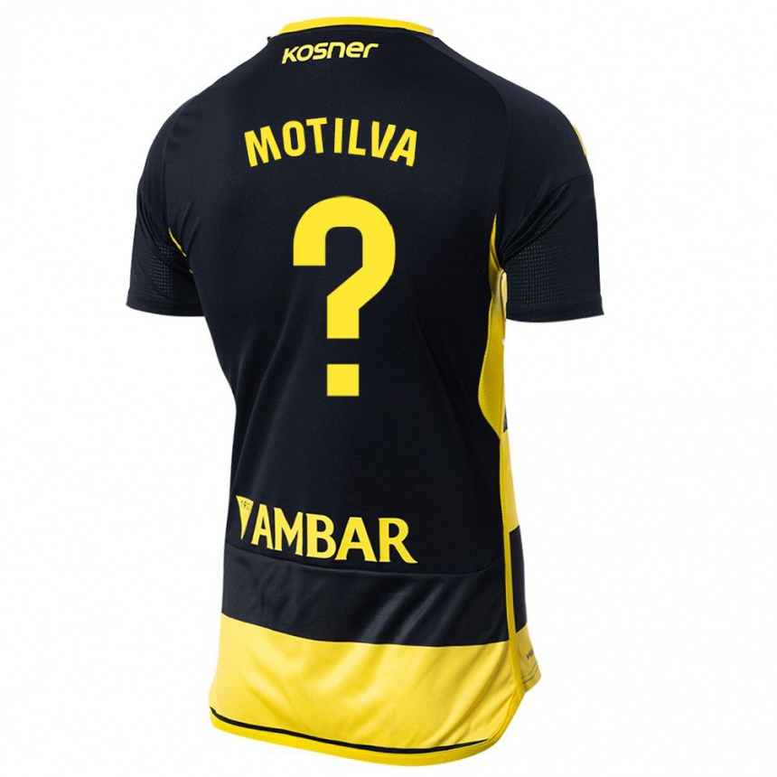 Men Football Adrián Motilva #0 Black Yellow Away Jersey 2023/24 T-Shirt