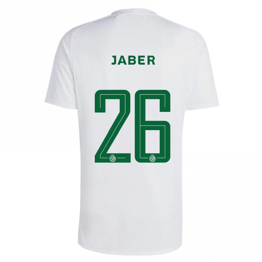 Men Football Mahmoud Jaber #26 Green Blue Away Jersey 2023/24 T-Shirt