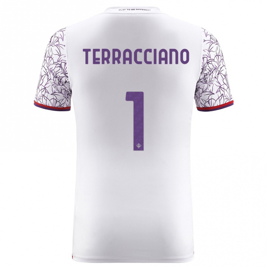 Men Football Pietro Terracciano #1 White Away Jersey 2023/24 T-Shirt