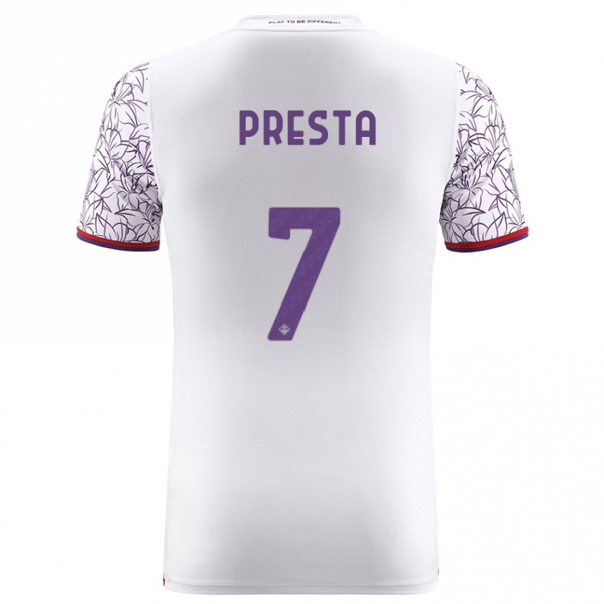 Men Football Francesco Presta #7 White Away Jersey 2023/24 T-Shirt