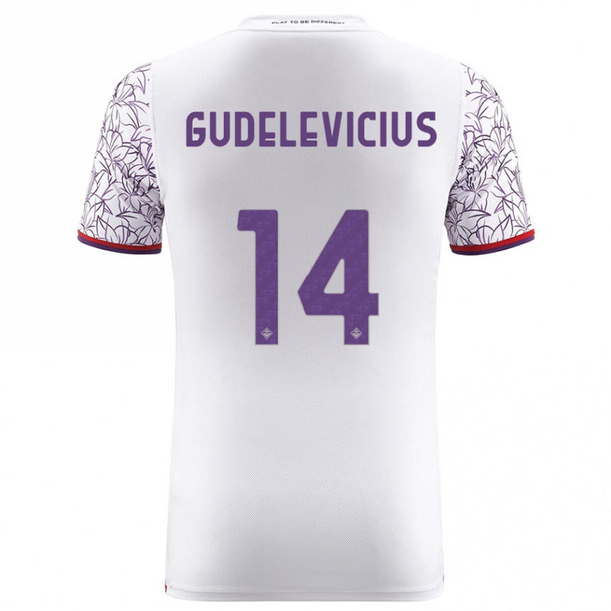 Men Football Ernestas Gudelevicius #14 White Away Jersey 2023/24 T-Shirt