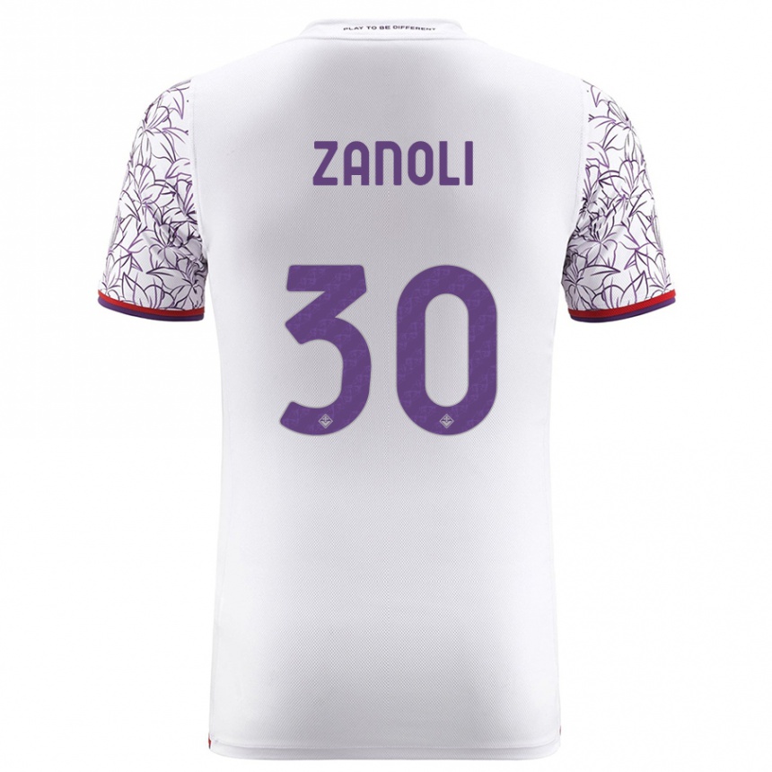 Men Football Martina Zanoli #30 White Away Jersey 2023/24 T-Shirt