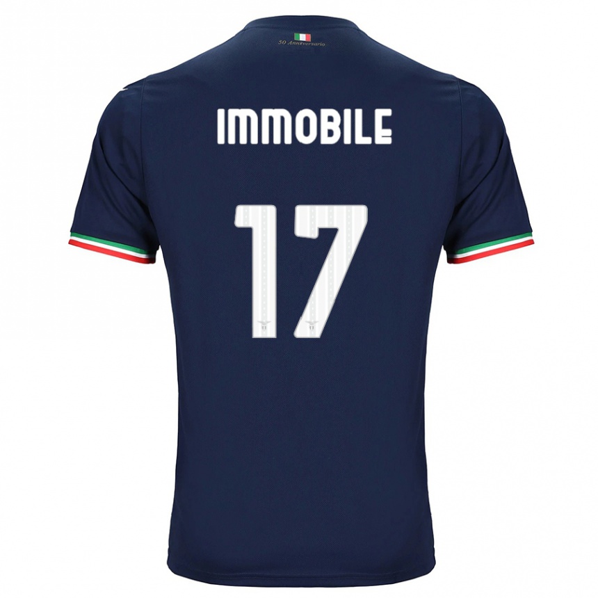 Men Football Ciro Immobile #17 Navy Away Jersey 2023/24 T-Shirt
