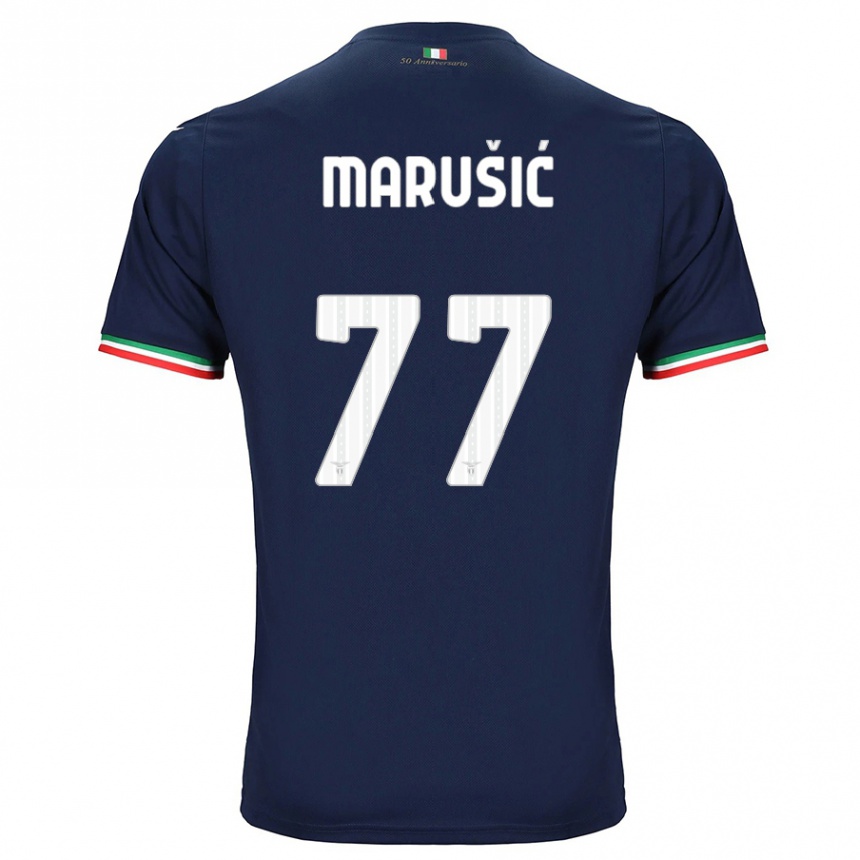 Men Football Adam Marusic #77 Navy Away Jersey 2023/24 T-Shirt