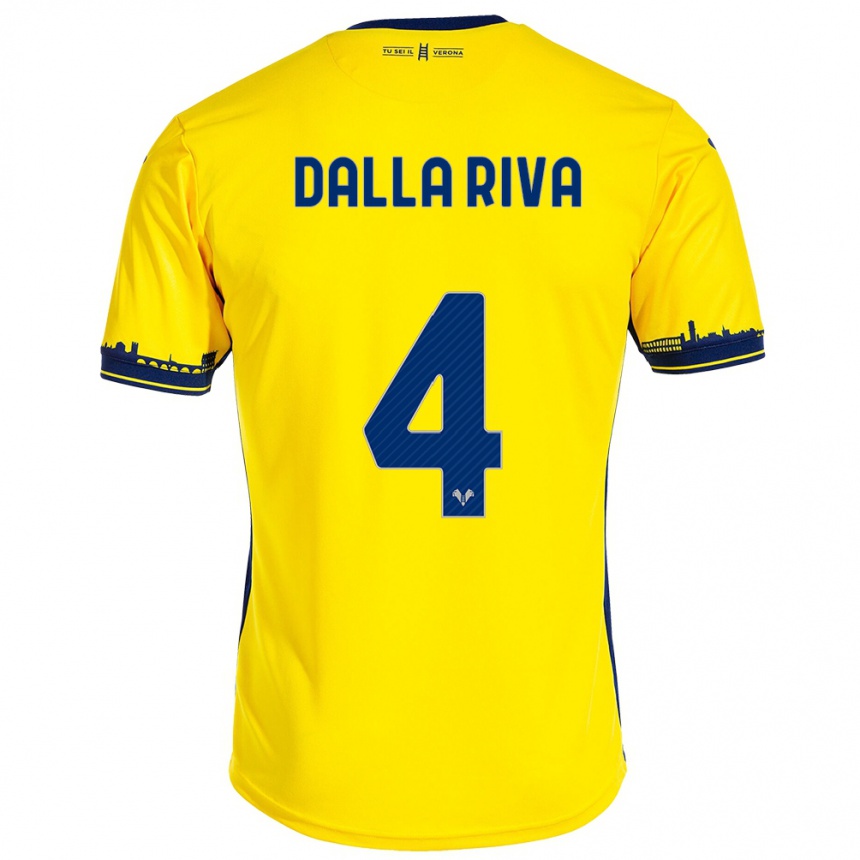 Men Football Stefano Dalla Riva #4 Yellow Away Jersey 2023/24 T-Shirt