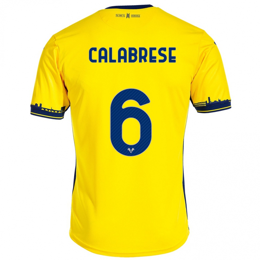 Men Football Nicolò Calabrese #6 Yellow Away Jersey 2023/24 T-Shirt